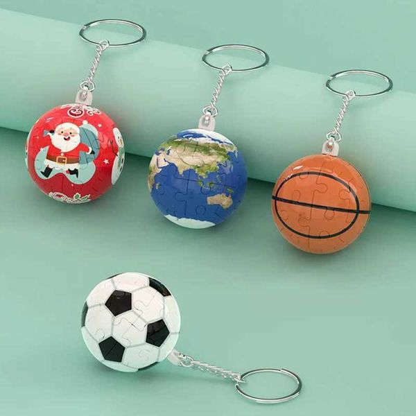 Jigsaw Puzzle Keychain Party Favors Brain Teaser Key Chains Christmas Gift Rewards 3D Ball Puzzles Y240812