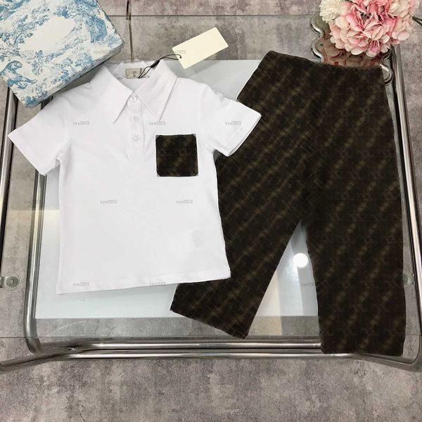 Fashion baby tracksuits Summer boys girls Short-sleeved suit kids designer clothes Cut-out waist design T-shirt and Letter printing pants