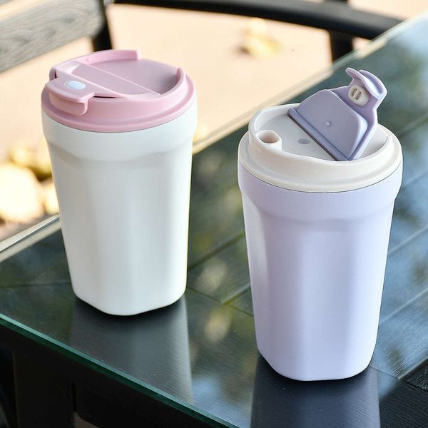 1pcs Mugs 380ml Purple Coffee Stainless Steel Thermos Double Vacuum Pink Insulated Cup Portable Car Travel Mug