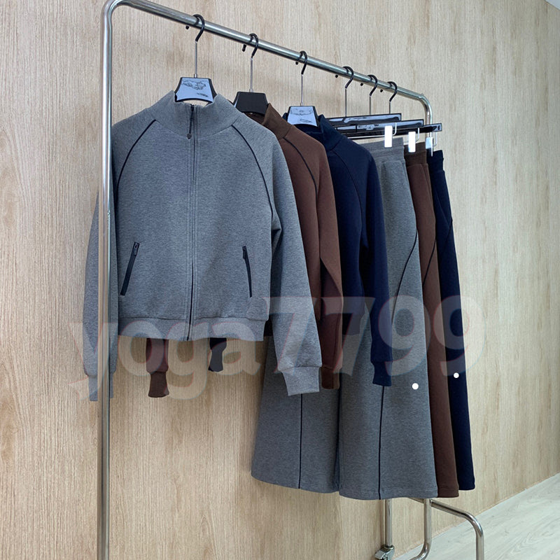 Designer Womens Yoga Jacket Sports Hoodie Fitness Set Stand Collar Zipper Tracksuit Loose Fit Two Piece Set Zip-Up Hoodie Oversized Wide Leg Swaetpa