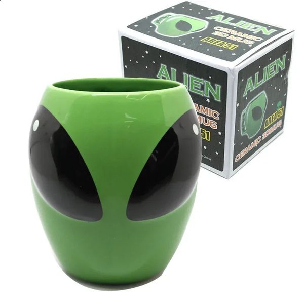 Cartoon Creative Green Alien Ceramic Cups Interesting Fashion Coffee Cup Birthday Gift Water Cup Wholesale Turkish Coffee Cups 240830