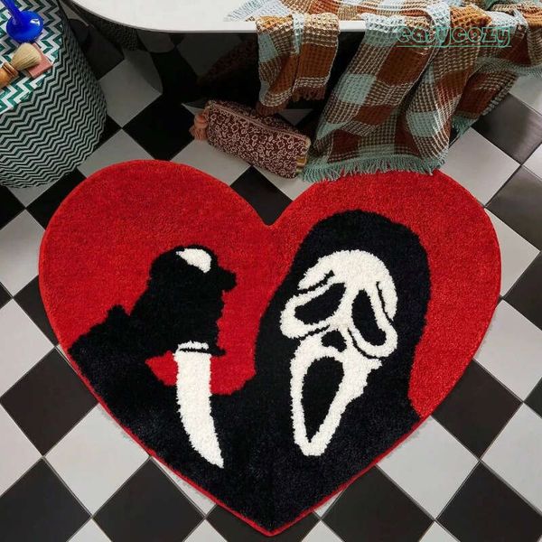 Nightmare Christmas Bath Mat Ultra Soft Absorbent Skull Rug Non Slip Backing Unique Red Black Halloween Decor Bathroom Washable 3 c1e