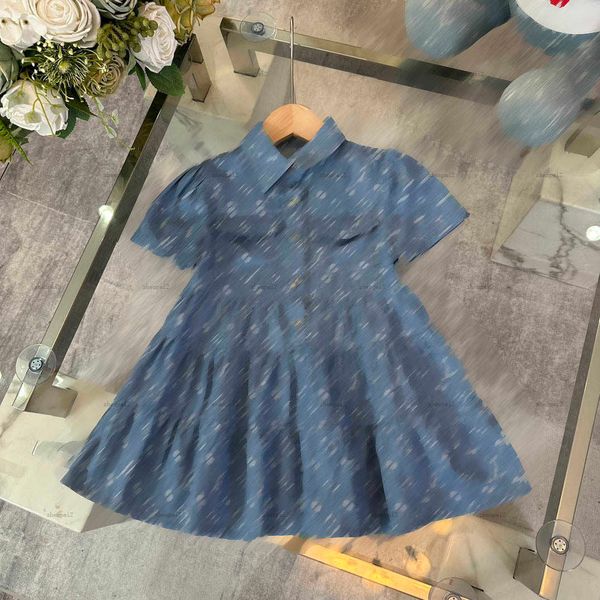 Luxury baby skirt Blue denim fabric Princess dress Size 100-150 CM kids designer clothes summer girls partydress