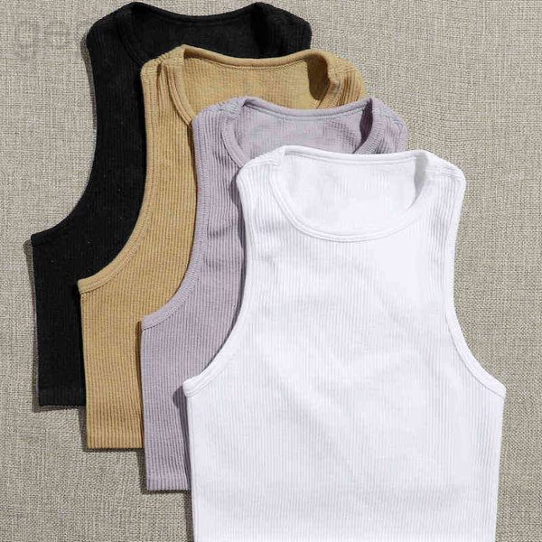 Bodycon Sleeveless Crop Tops Yoga Vest Lady Women Solid Basic Tshirts Good Quality Tank Fitness Running Short J220706