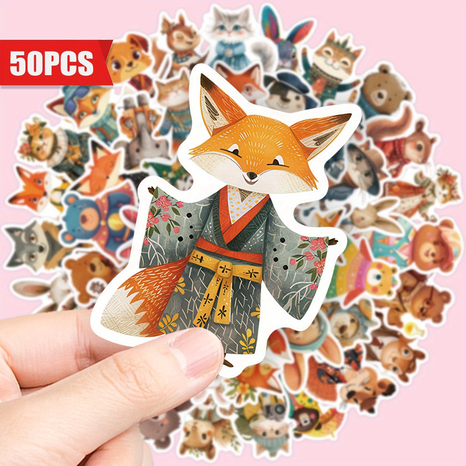 TEMU 50pcs Show A Of Animals, Each In Unique And Attire, Exuding A Sense Of . Waterproof - Suitable For Decorating Laptops, Cell Phones, Guitars,