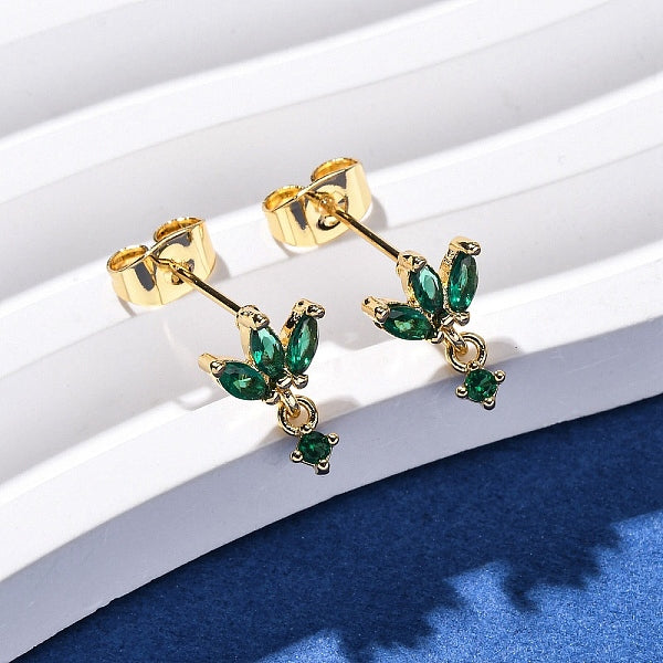 Boucles d'oreilles pendantes œil de cheval en laiton micro pavé de zircones cubiques