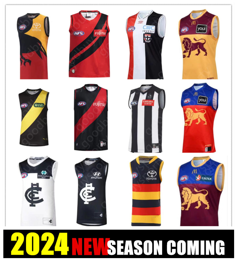 2425 AFL port Adelaide Essendon Bombers jersey Brisbane Lions fremantle dockers tank top gold coast Hawthorn vest Australian Rules football jerseys