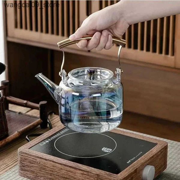Health Pots High Borosilicate Glass Teapot Colorful Beam Pot High Temperature Resistance Thickened Large-Capacity Filter Lifting Beam Po J24