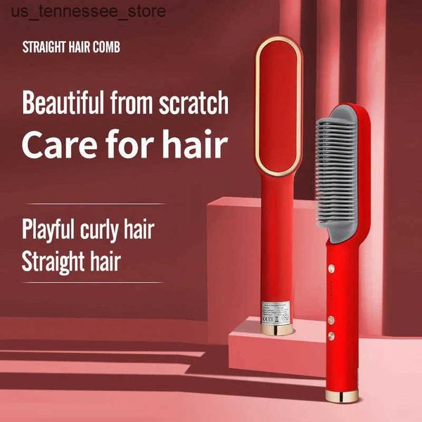 Hair Curlers Straighteners Salon Equipment Hair Straightening Comb Negative Ions Fluffy Hair Electric Hot Comb Curl Straight Straightening H