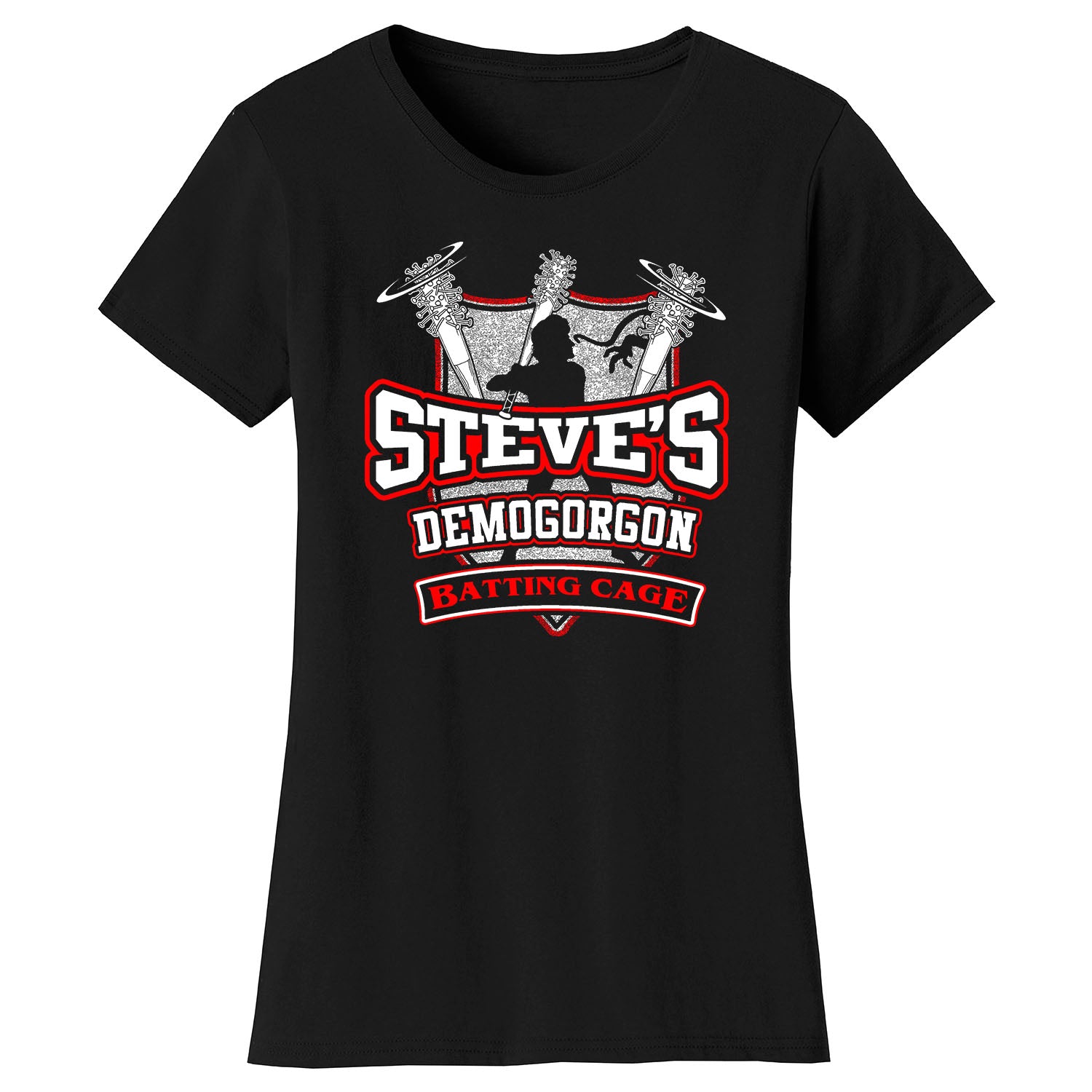 Women's Best of Stranger Things T-shirts - Steve's Demogorgon Batting Cage - Black - XL