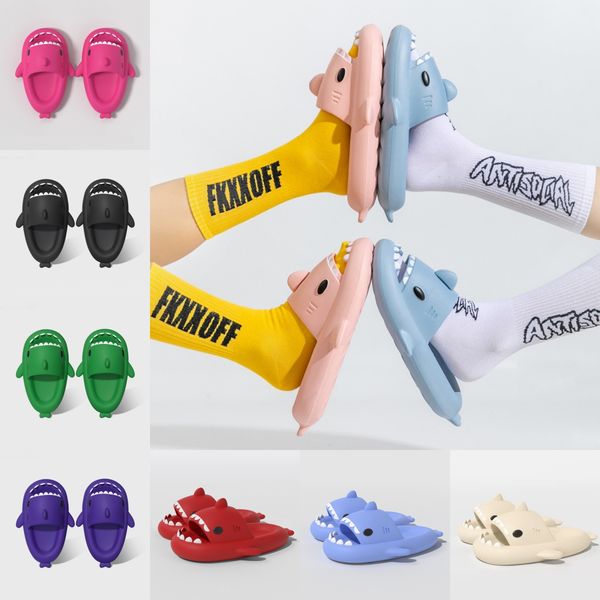 Shark Slippers For Women Men Outdoor Beach Slides Bathroom Non-slip Thick Mens Sandals Home Couple Flat Shoe Shark Flip Flops
