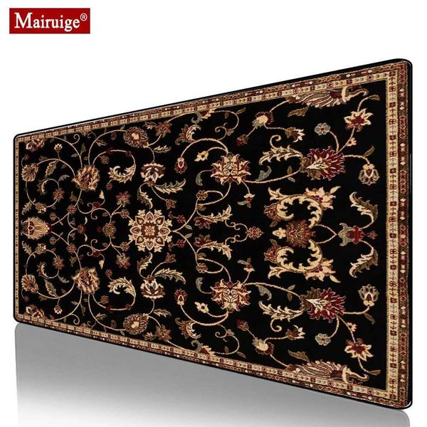Vintage Persian Rug Black Mouse Pad XXL Gamer Desk Mat Large Keyboard Pad Gaming MousePad 90x40cm-70x30cm for Laptop Table PadsM240802