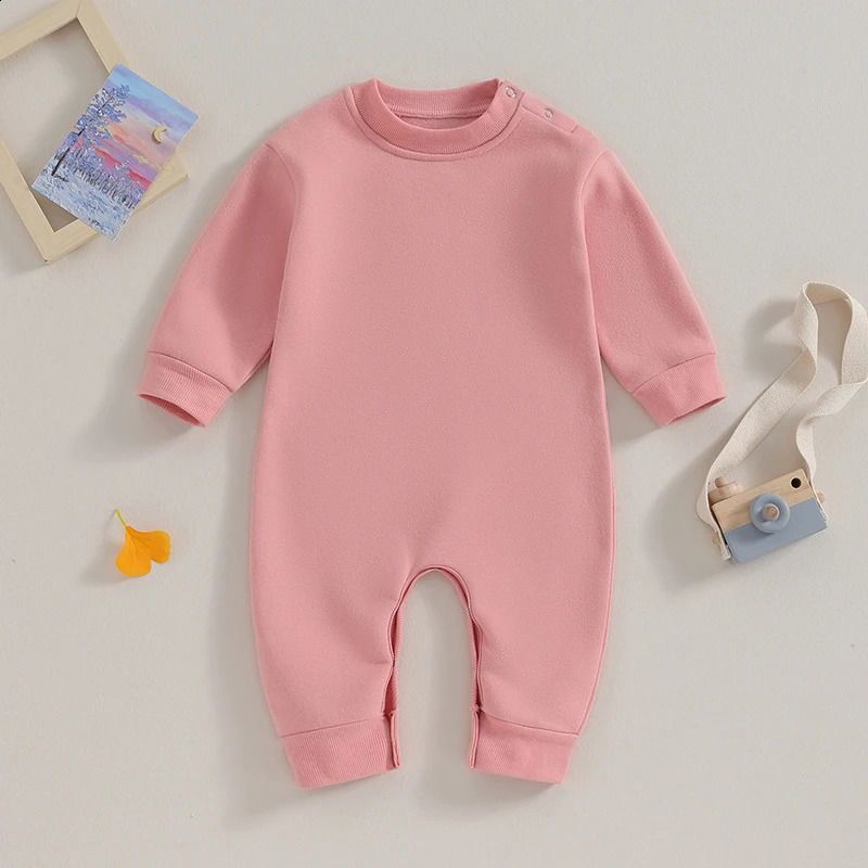 w452 Lioraitiin 0-18M born Baby Boy GiRL Clothes Solid Color Long SlEEve Romper Jumpsuit Crewneck Rompers Fall Outfi