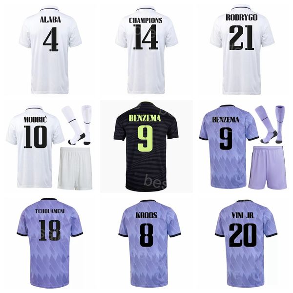 Club Men Youth Soccer 10 Luka Modric Jersey Set 8 Toni Kroos 7 Eden Hazard 20 Vinicius Junior 9 Karim Benzema 18 Aurelien Tchouameni Sport F