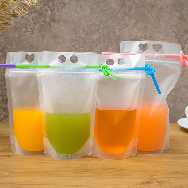 US STOCK 500ml Frosted Plastic Drinking Pouches with Spout - Disposable Beverage Bags for Juice, Milk Tea, Party, and Wedding