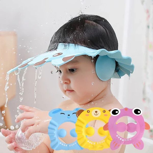 Baby Shower Soft Cap Adjustable Hair Wash Hat for Kids Ear Protection Safe Children Shampoo Bathing Protect Head Cover y241230