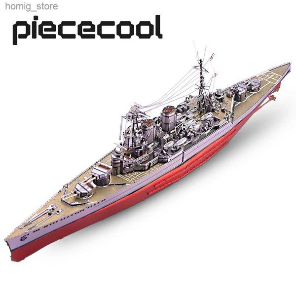 3D Puzzles Piececool 3D Metal Puzzle HMS HOOD Battleship Assembly Model Kit Ship Model DIY Toys for Brain Teaser Teen Adult Gifts Y240415
