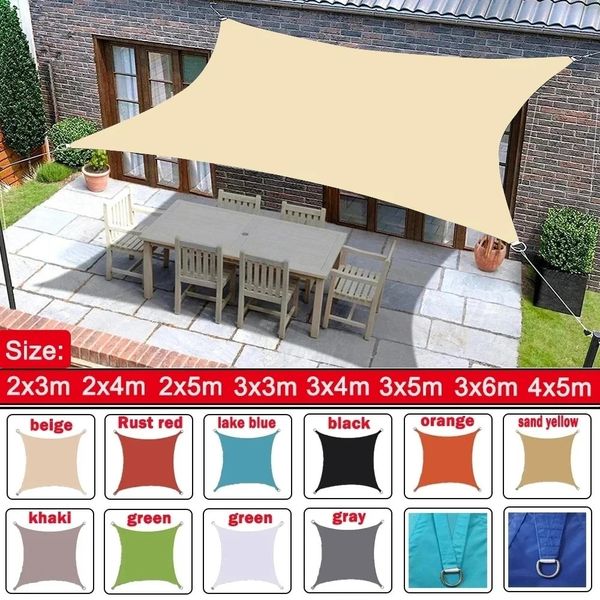 Waterproof rectangular sunshade sail canopy beige fabric screen 95% UV protection suitable for outdoor courtyards gardens swimming pools 250