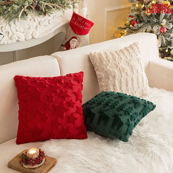 Pillow Case 30x50-45x45CM Christmas Snowflake Throwing Pillow Cover Embossed Waist Pad Cover Decorative Home Decor Pillowcase 241107