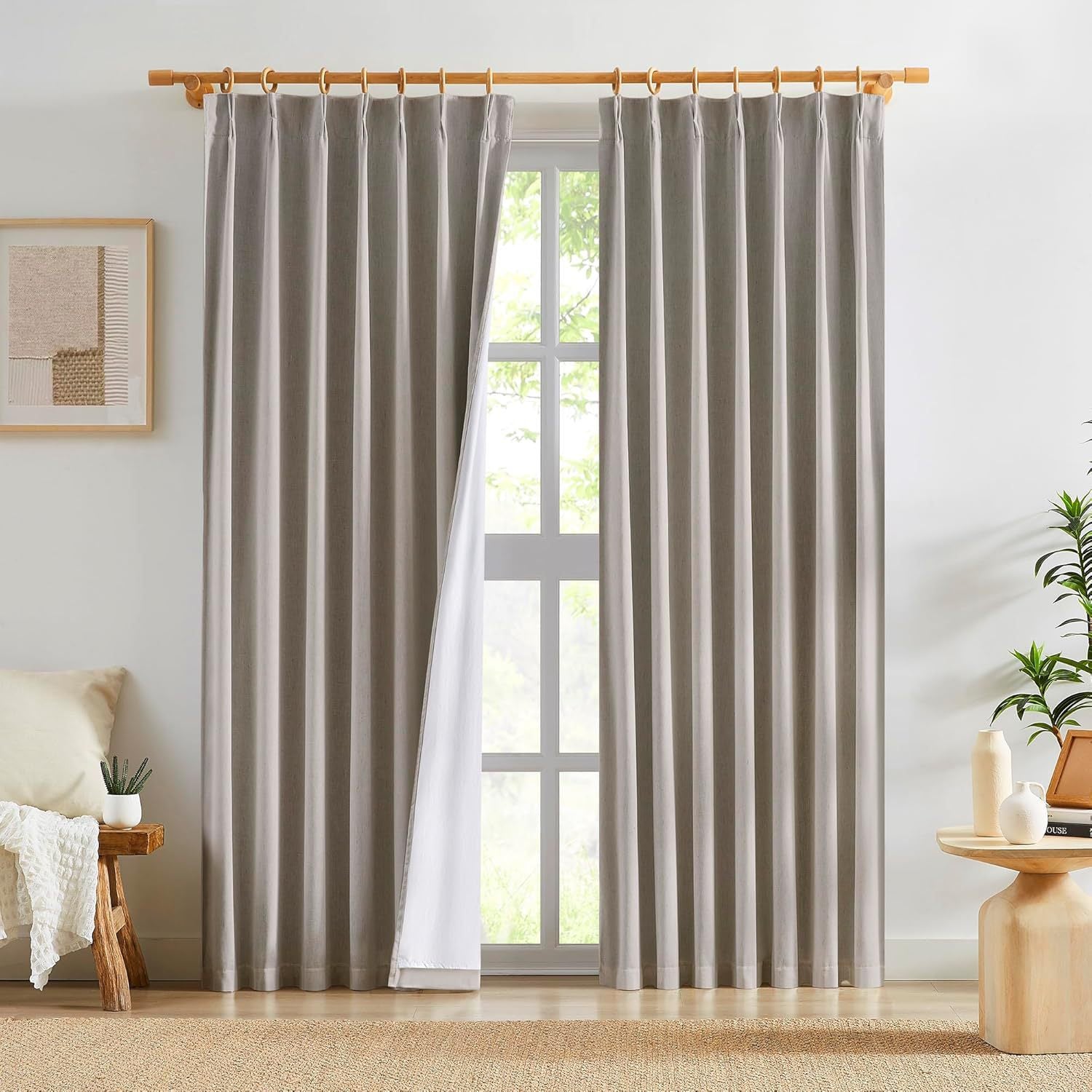 A434 spot delivery 100% full blackout linen curtain color linen cotton linen curtains white lining double layer