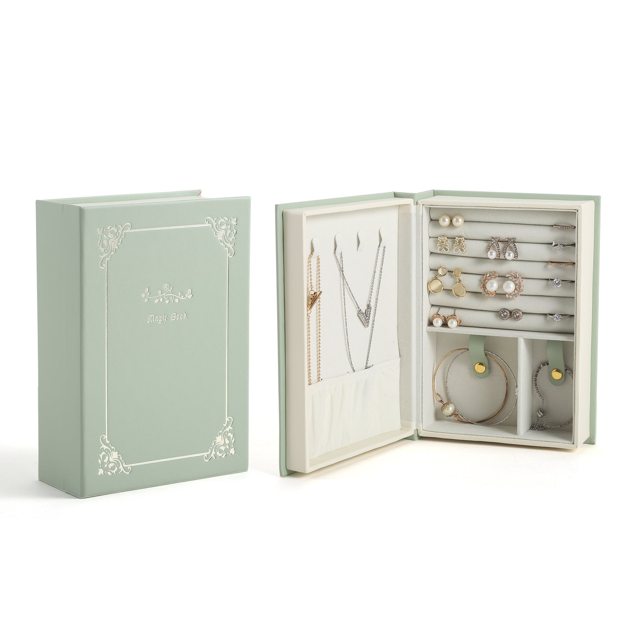 TEMU A Diary-style Jewelry Box With A Magnetic Flip Cover For Storing Bracelets, Earrings, Necklaces, And Rings. A Display Rack For Women's Jewelry,
