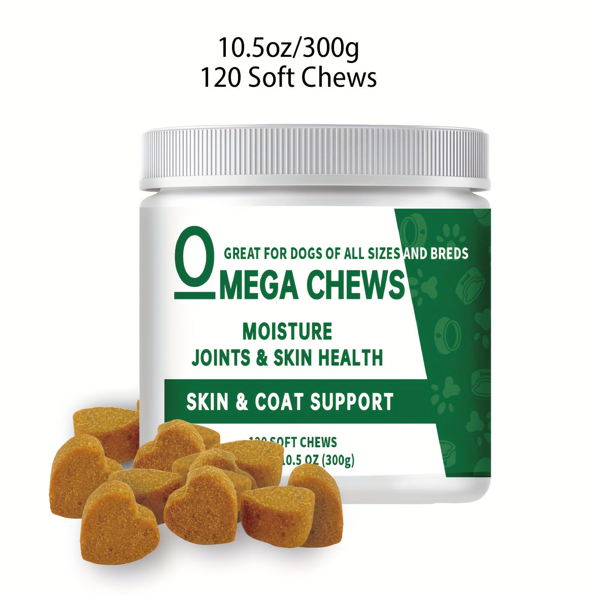 TEMU 120 Chews, 3 For Dogs, Fish Oil Treats For Dog, Beige & Coat Supplement, Salmon Oil, Shiny Coats, Dog Supplement Soft Chew