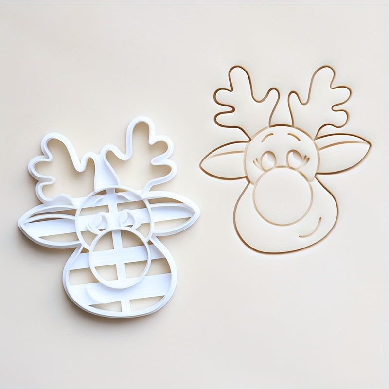 TEMU Cookie Cutter For A Snowman Wearing Earmuffs, With A Reindeer Head Cutter For , Fondant, And Clay, The Christmas Carnival And .
