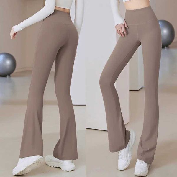 Calças ativas de alta elasticidade flare legging feminino fitness nádegas de encaixe apertado de secagem rápida na cintura alta perda esport