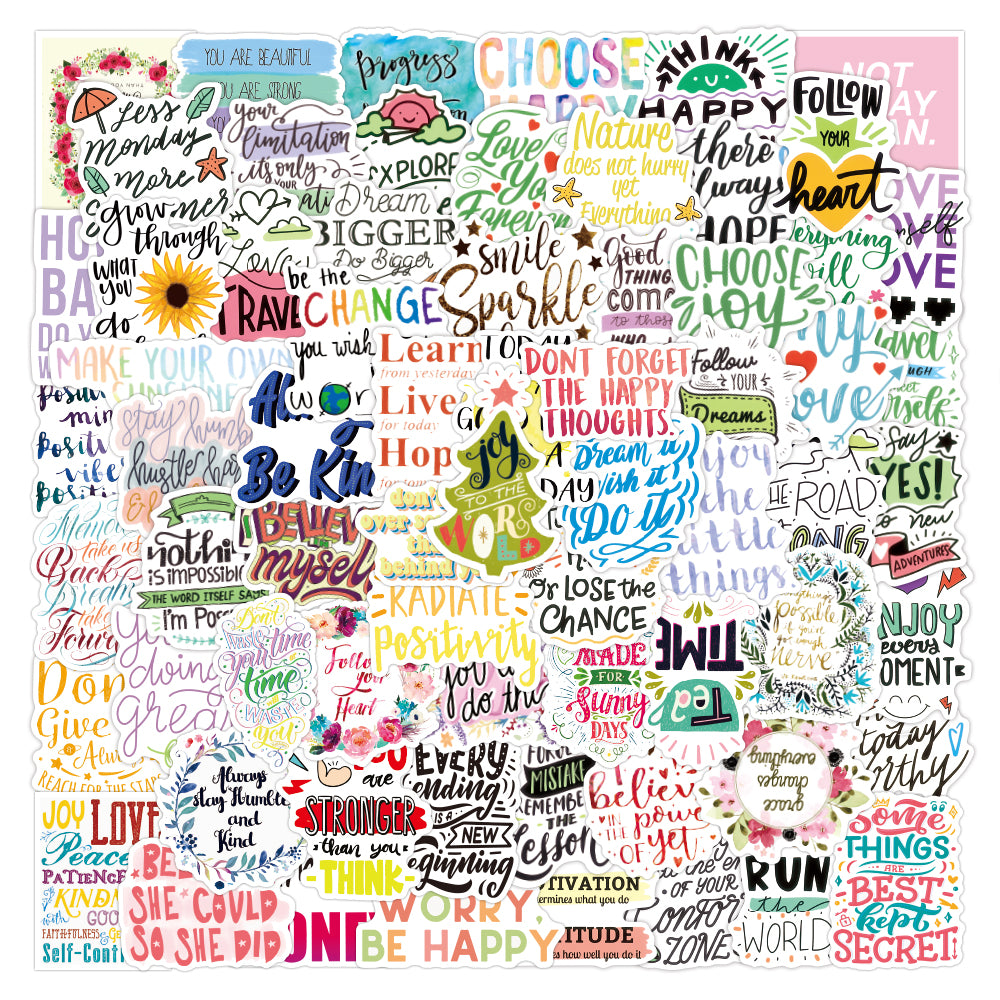 100pcs inspirational quotes Sticker Motivational Cute Waterproof Sticker for Laptop Notebook Stationery Scrapbook Suitcase