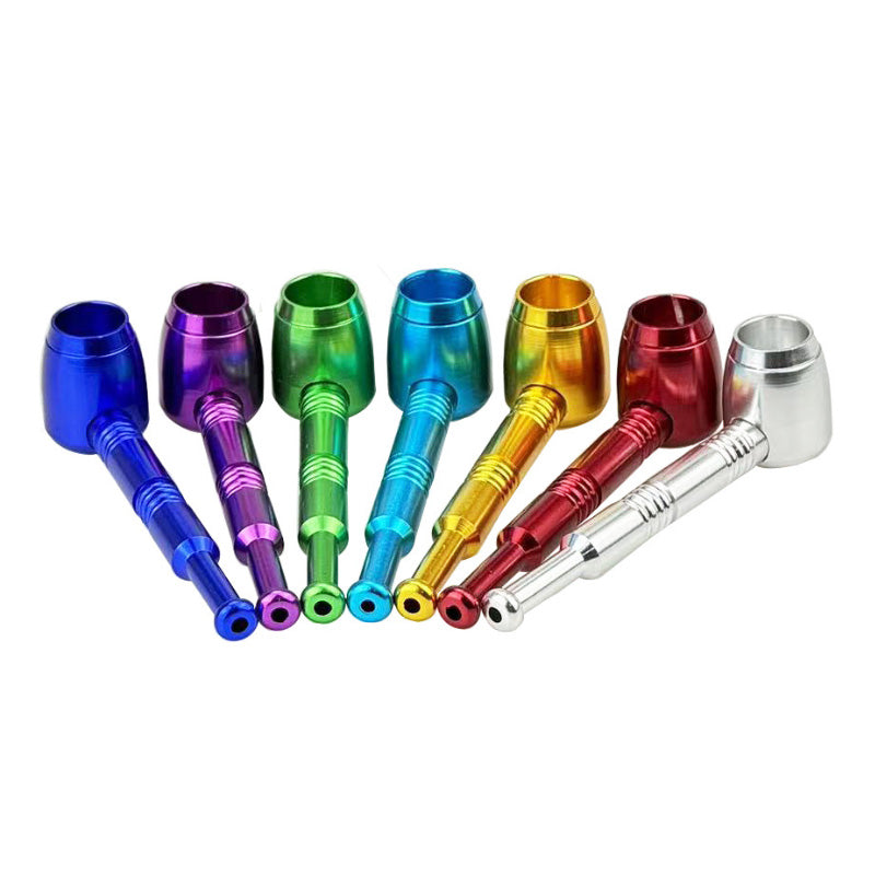 Mini Colorful Metal Smoking Pipes with Big Bowls Detachable Dry Herb Tobacco Hand Portable Pocket Smoke Puff Pipe