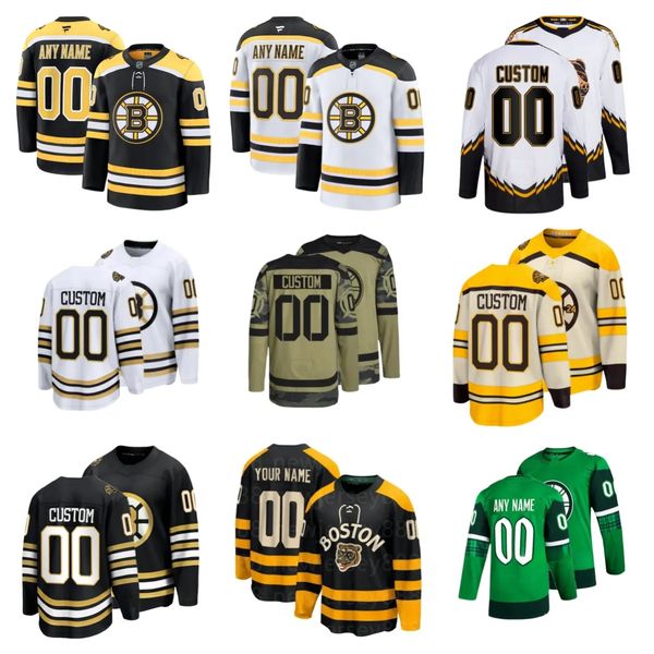Bruins Men Women Youth David Pastrnak Brad Marchand McAvoy Jeremy Swayman Trent Frederic Charlie Coyle Mason Lohrei Custom hockey Jersey