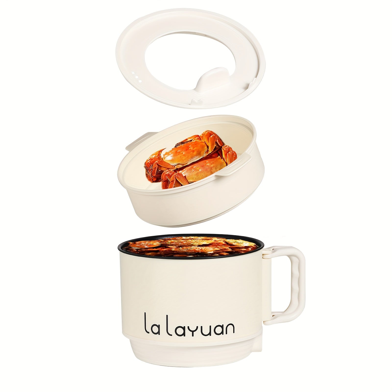 TEMU Versatile 1.6l Electric Cooker With Steamer - , Control For Pasta, Noodles, Steak & Eggs - Portable Mini Pot With Foldable Handle For Dorm &