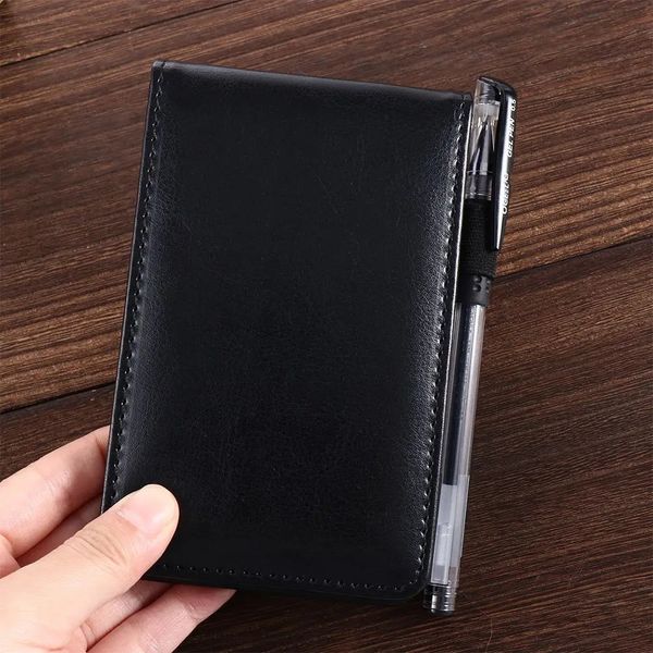 Stationery School Supplies Memo Pads Retro Leather Cover Small A7 Notebook Mini Notepad Pocket Planner Business Memos 241126