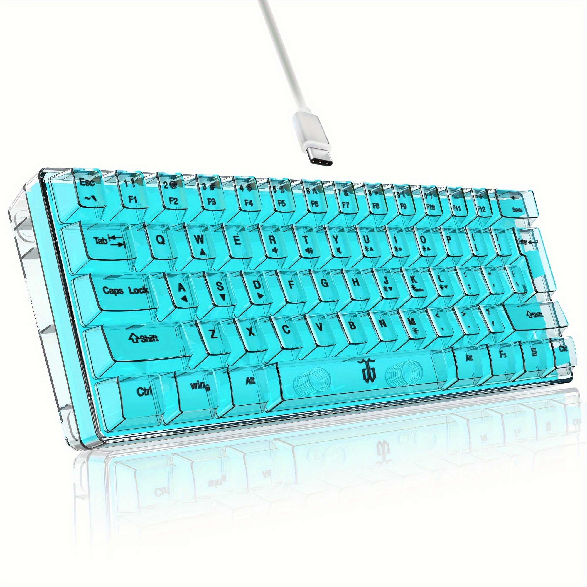 TEMU Snpurdiri 60% Wired Gaming Keyboard, Rgb Ultra- Keyboard, Small Transparent Keycaps, Suitable For Pc- Gamers, White Transparent