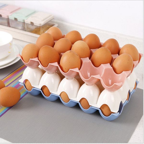 200Pcs-Lot Kitchen Refrigerator Egg Storage Box 15 Grid Practical Eggs Holder Plastic Tray Stackable Eggs Shelf Case Organizer