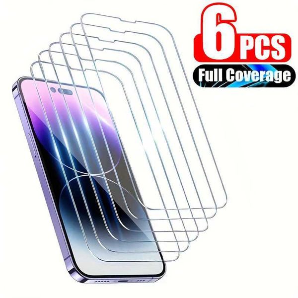 6PCS Tempered Glass for iPhone 14 Pro Max 14 Plus 14Pro Screen Protector for iPhone 15 13 12 11 Pro Max 12Mini 13 Mini Glass O250116