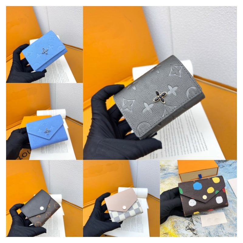 card holder designer wallet women Genuine Leather Snap Button Flip Purse Money Bag Pouch Coin Pocket Note Small Square Wallets