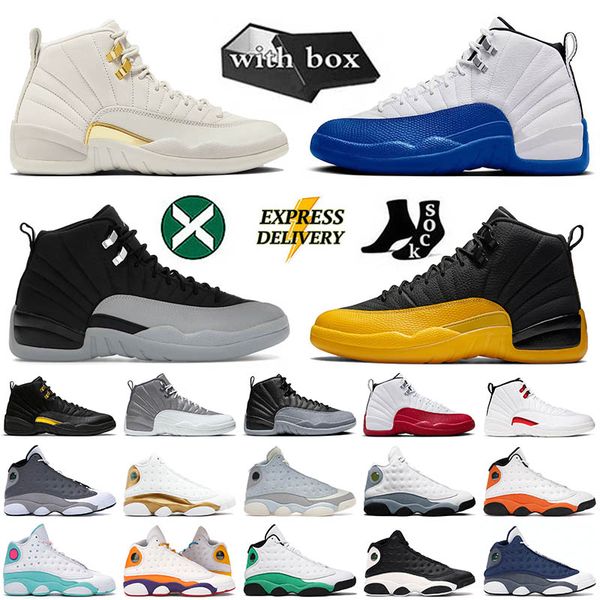 Top Fashion 12 13 OG Men Basketball Shoes 12s Blue Berry Taxi Black Reverse Flu Game Mens Women Wolf Grey 13s Flint Soar Green Trainers Snea