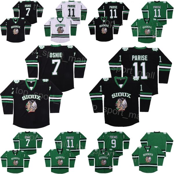 College Hockey North Dakota Fighting Sioux Jersey 9 Jonathan Toews 11 Zach Parise 7 TJ Oshie Ross The BOSS Rhea 3 ST Johns Shamrocks Green B