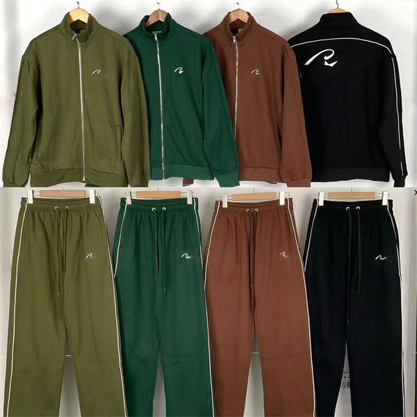 Set Mens Designer sweatshirt Striped Jacket Standing Collar Coat mens and Womens Sports Casual sweatpants set Padded Printed coat