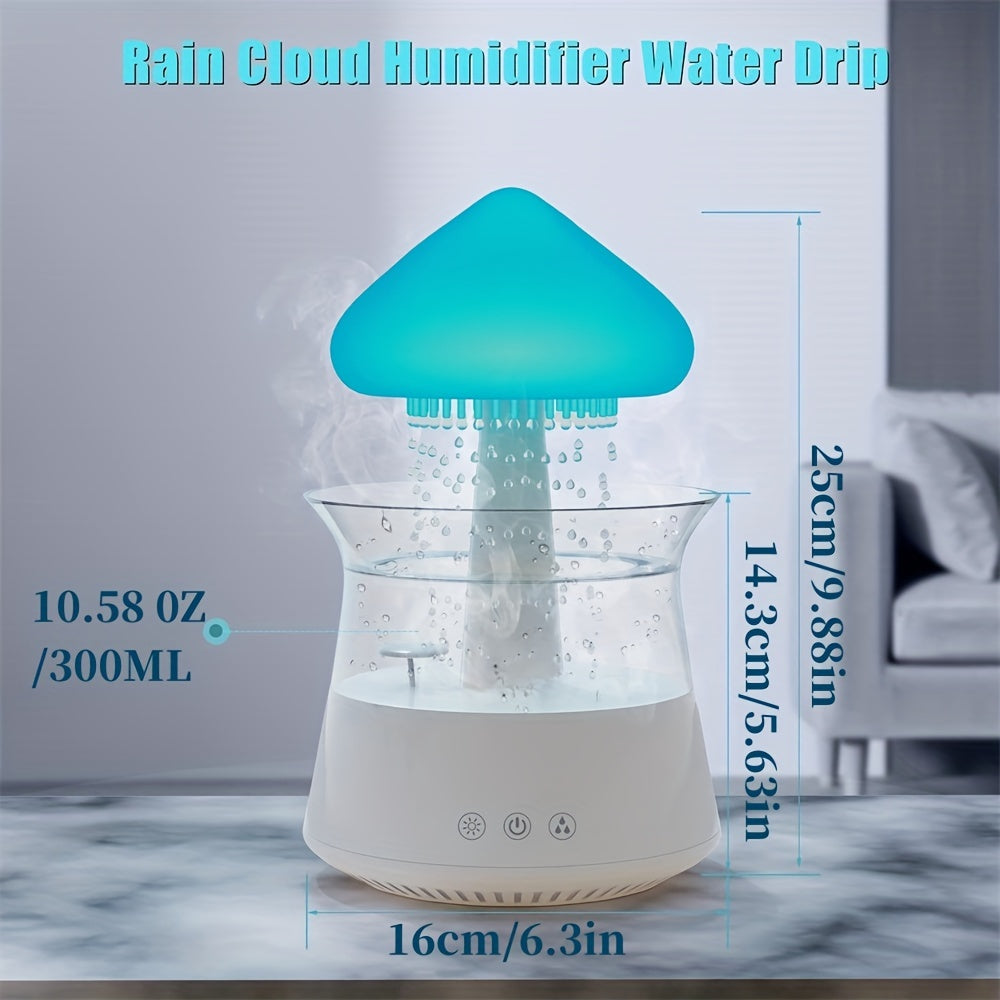 TEMU New Cloud Humidifier Rain Humidifier, Mushroom Humidifier Waterfall Light With Led Lights, Desktop Humidifier Fountain For Bedroom Office