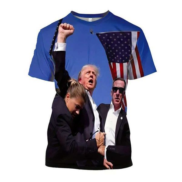 Donald Trump 3D Camiseta impressa para homens de manga curta solteira Presidente da camiseta gráfica Summer Street Sports Fitness camisetas