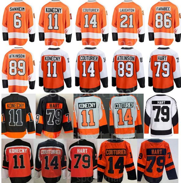 Mens Ice Hockey 11 Travis Konecny Jerseys 89 Cam Atkinson Sean Couturier Carter Hart Travis Sanheim Joel Farabee Scott Laughton Sean Walker