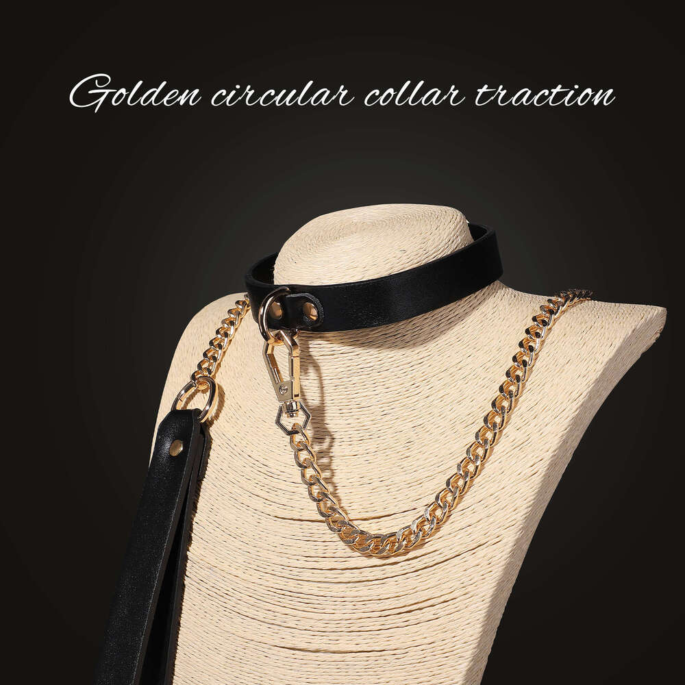 SM Props PU Leather Adjustable Fun Traction Collar SM Training Binding Choker Alternative Adult Products Hair Replacement