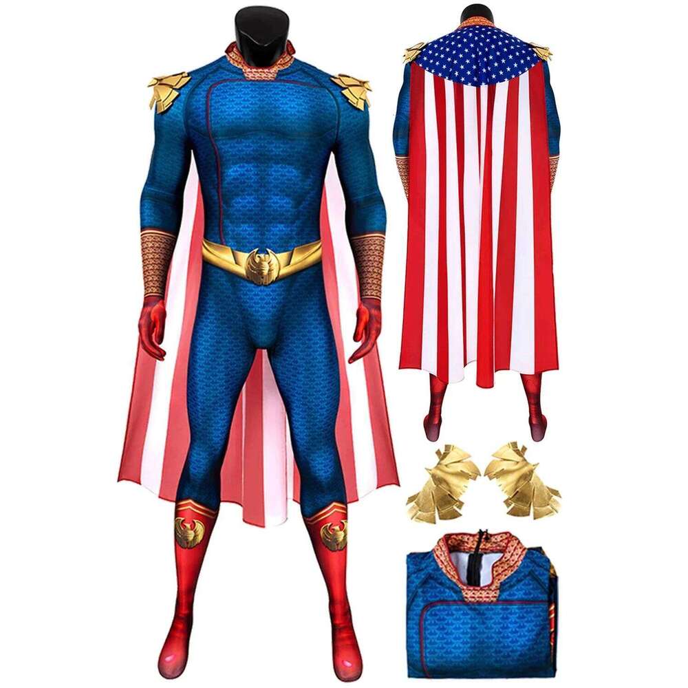 Halloween Adult Homelander Cosplay Jumpsuit Clothing Costume Adult Men Roleplay Role Play Fancy Dress Up Party Bodysuit