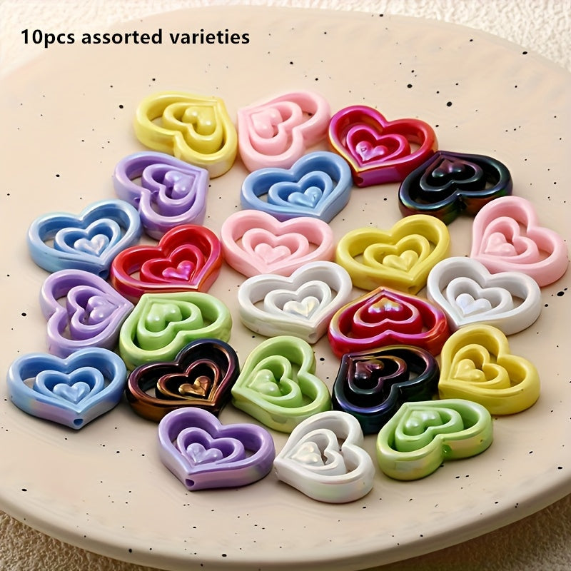 TEMU 10pcs Beads For Pens,acrylic 3d Heart Beads Bulk For Beadable Pens Keychain Making Supplies For Teacher