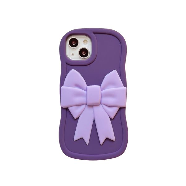 Cartoon Bow Mobile Phone Cases Candy Color Purple Soft Silicone Shockproof Case For Apple 14 14pro 14plus Iphone 13 12 11 pro max XS XR Skin