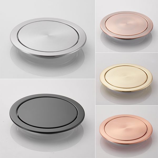 Waste Bins Round Stainless Steel Flap Flush Recessed Builtin Balance Swing Lid Cover Trash Bin Garbage Can Kitchen Counter Top 221208