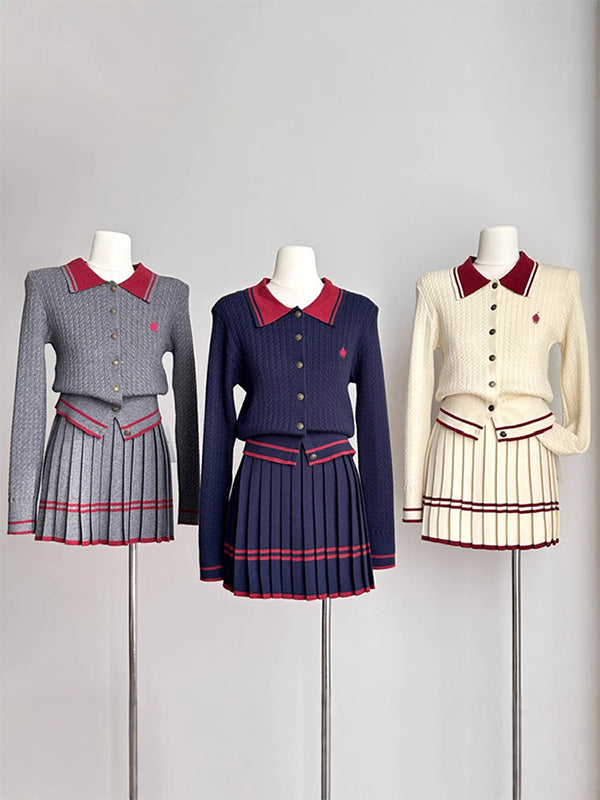 Women&#039;s Clothing Skirts Spring Autumn Knitted Cardigan Temperament Slimming High Waist Short Skirt Luxury College Dress