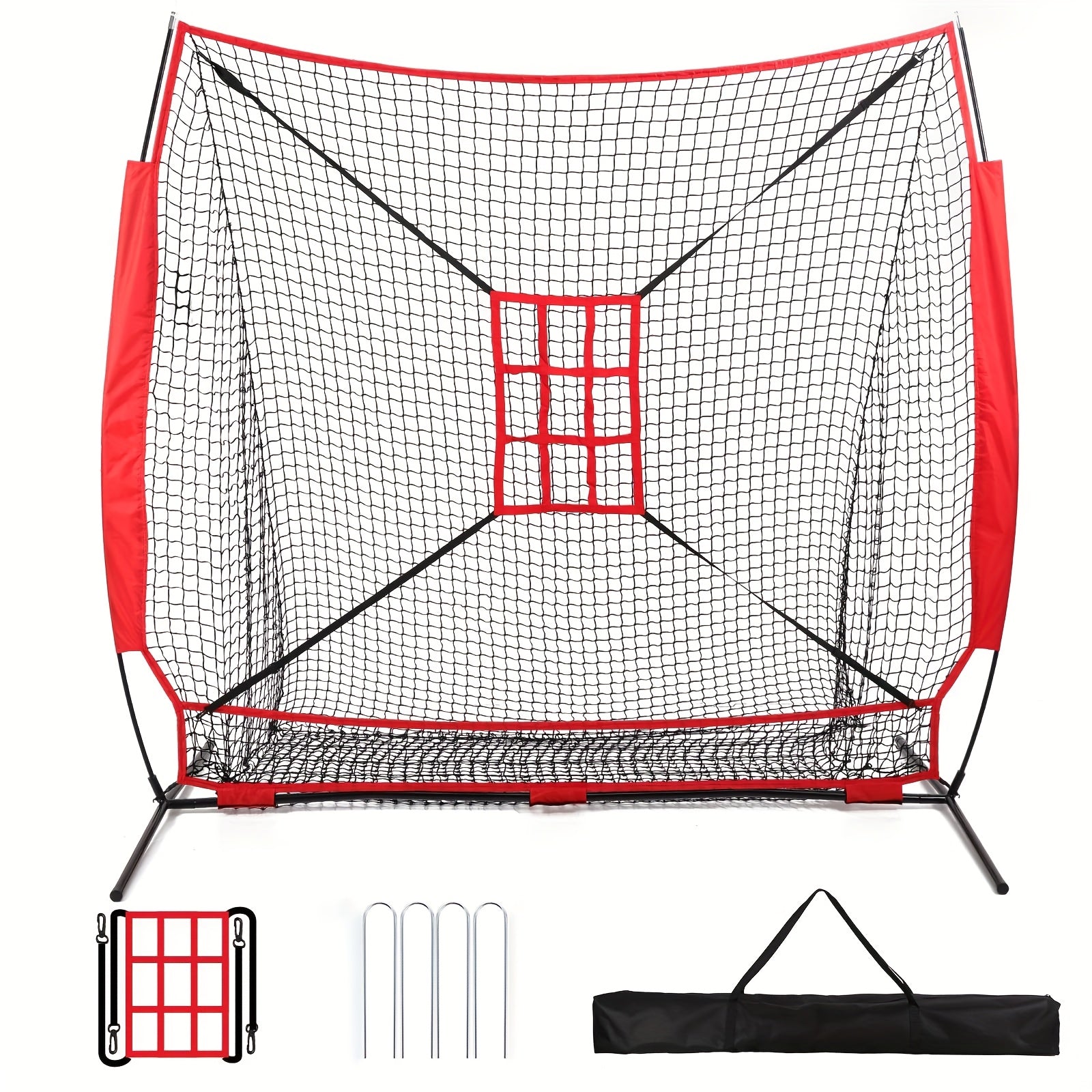 TEMU Baseball Net Softball Practice Cage 7x7 Ft With Baseball Accessories Carry Bag And For All Skill Levels Practice Hitting Pitching, Batting & , ,